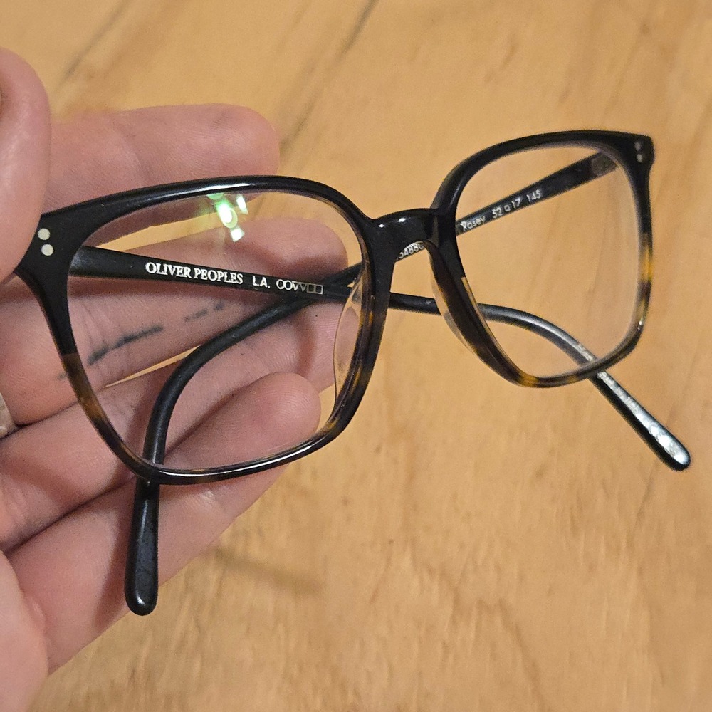 Oliver Peoples LA Rasey Eye Glasses 52mm 17 145 Unisex Black Tortoise Italy EUC